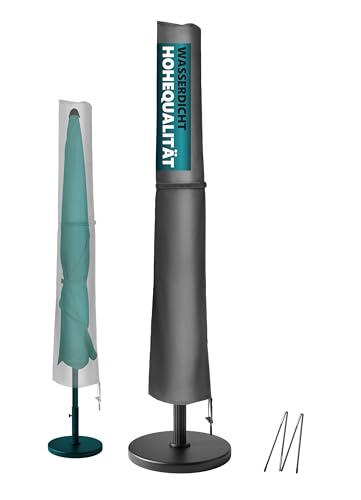 4smile Sonnenschirm Schutzhülle, 420D-Oxford-Stoff – 2 bis 3,5 m Sonnenschirmhülle, Wasserdicht, UV-beständig, Sonnenschirm Abdeckung für Garten & Außenbereich, Anthrazit von 4smile