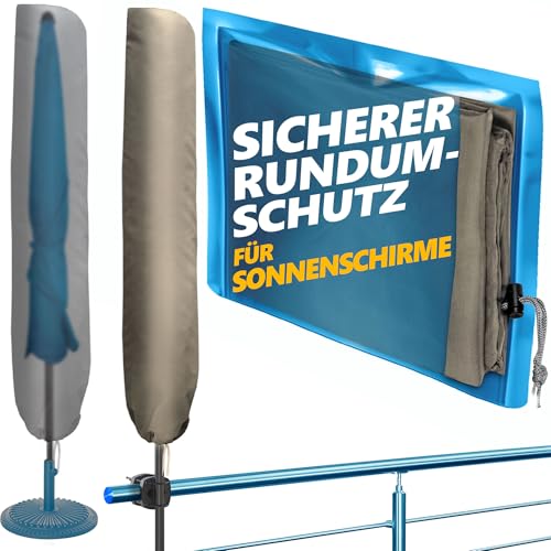 4smile Sonnenschirm Schutzhülle - Robuste Schutzhülle Sonnenschirm 2 m Ø / 2 m x 1,25 m - Wetterfeste Sonnenschirmhülle, langlebige Schirmhülle, Polyester Schirmabdeckung, Taupe von 4smile