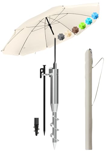 4smile Sonnenschirm Strand 3-IN-1-SET, Ø180 cm Strandschirm windfest stabil + Schutzhülle + Eindrehbodenhülse, UV50+ Sonnenschutz, höhenverstellbar & flexibel neigbar, Fb. Beige 4smile Sonnenschirm Strand 3-IN-1-SET, Ø180 cm Strandschirm windfest stabil + Schutzhülle + Eindrehbodenhülse, UV50+ Sonnenschutz, höhenverstellbar & flexibel neigbar, Fb. Beige von 4smile