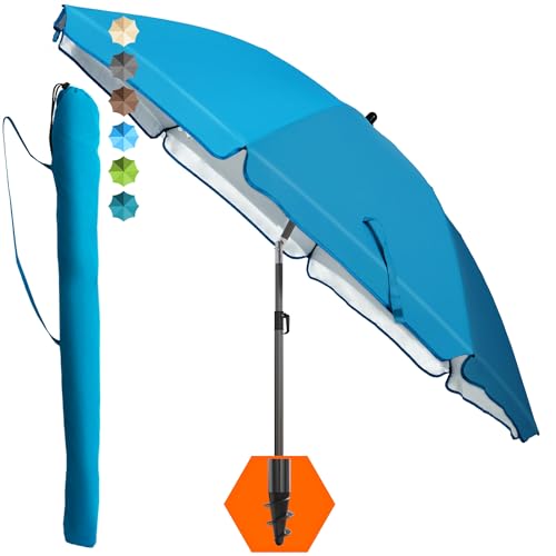 4smile Sonnenschirm Strand SunnyJoy, Blau - UPF 50+ Strandschirm Ø 200 cm, sicherer Sonnenschutz Strand, Strandschirm windfest stabil - Sonnenschirm mit Schutzhülle 4smile Sonnenschirm Strand SunnyJoy, Blau - UPF 50+ Strandschirm Ø 200 cm, sicherer Sonnenschutz Strand, Strandschirm windfest stabil - Sonnenschirm mit Schutzhülle von 4smile