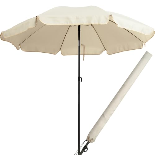 4smile Sonnenschirm Strand SunnyJoy - UPF 50+ Strandschirm Ø 160 cm, Fb. Beige - Strandschirm windfest stabil als sicherer Sonnenschutz Strand und Balkon, Sonnenschirm mit Schutzhülle von 4smile