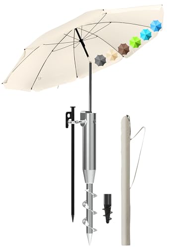 4smile Sonnenschirm Strand 3er Set in Beige, Ø 180 cm Strandschirm Windfest Stabil mit Eindrehbodenhülse, Sonnenschutz Strand, UVP50+ Schutz, Inkl. Schutzhülle – Perfekt für Garten & Urlaub 4smile Sonnenschirm Strand 3er Set in Beige, Ø 180 cm Strandschirm Windfest Stabil mit Eindrehbodenhülse, Sonnenschutz Strand, UVP50+ Schutz, Inkl. Schutzhülle – Perfekt für Garten & Urlaub von 4smile
