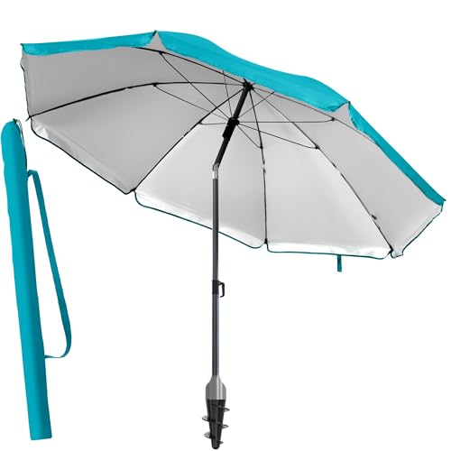 4smile Sonnenschirm für Strand und Balkon Ø 180 cm, Türkis - UPF 50+ Balkonschirm SunnyJoy, Strandschirm windfest stabil - Zuverlässiger Sonnenschutz Strand, Sonnenschirm mit Schutzhülle von 4smile