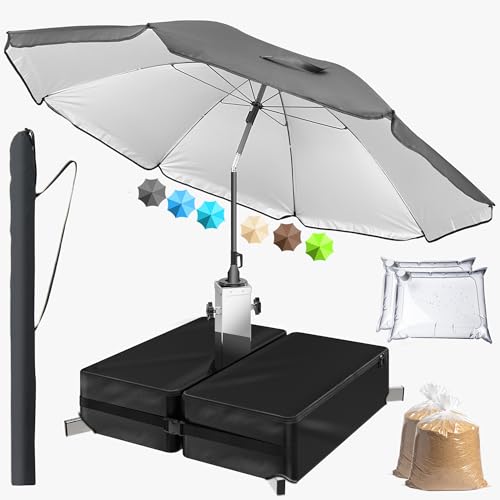 4smile Sonnenschirm mit Ständer 3er-Set inkl. Ø 200 cm Sonnenschirm Strand Schutzhülle & befüllbarem Sonnenschirmständer - UV50+ Strandschirm windfest für Balkon Garten & Terrasse in Anthrazit 4smile Sonnenschirm mit Ständer 3er-Set inkl. Ø 200 cm Sonnenschirm Strand Schutzhülle & befüllbarem Sonnenschirmständer - UV50+ Strandschirm windfest für Balkon Garten & Terrasse in Anthrazit von 4smile