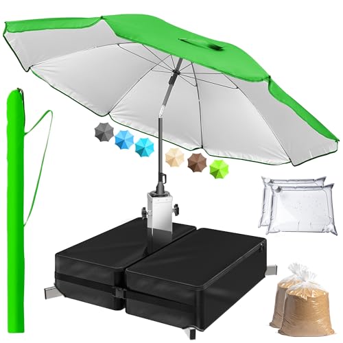 4smile Sonnenschirm mit Ständer im 3er-Set, Grün - Sonnenschirm Strand, inkl. Schirmhülle und befüllbarem Sonnenschirmständer - Strandschirm, Balkonschirm rund, höhenverstellbar knickbar 4smile Sonnenschirm mit Ständer im 3er-Set, Grün - Sonnenschirm Strand, inkl. Schirmhülle und befüllbarem Sonnenschirmständer - Strandschirm, Balkonschirm rund, höhenverstellbar knickbar von 4smile