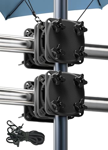 4smile Sonnenschirmhalter Balkongeländer Schwarz, Set Windsicherung für Sonnenschirme - 2 x Sonnenschirm Halterung Balkon Schirmhalterung Balkongeländer als Sonnenschirmständer Balkon von 4smile