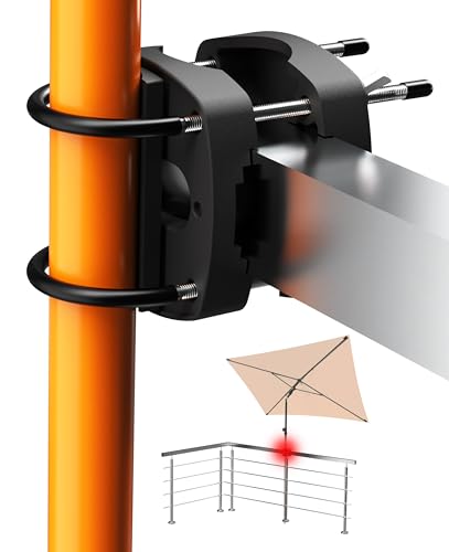 4smile Sonnenschirmhalter Balkongeländer – kompakte Sonnenschirm Balkon Halterung SunnyEasy für runde + eckige Sonnenschirme – platzsparender Schirmständer-Ersatz, Schwarz von 4smile