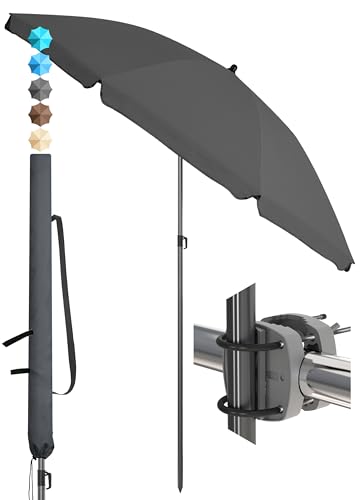 4smile SunnyJoy Sonnenschirm Balkon + Sonnenschirmhalter Balkongeländer + Sonnenschirm Schutzhülle - Premium-SET, Anthrazit - UV 50+ Balkonschirm mit Halterung, Gartenschirm Ø 180 cm 4smile SunnyJoy Sonnenschirm Balkon + Sonnenschirmhalter Balkongeländer + Sonnenschirm Schutzhülle - Premium-SET, Anthrazit - UV 50+ Balkonschirm mit Halterung, Gartenschirm Ø 180 cm von 4smile