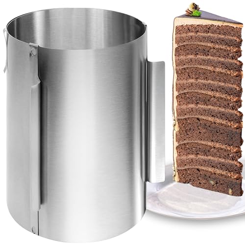 4smile Tortenring verstellbar hoch 30cm - Edelstahl Backring und Tortenform in einem, hochwertig und funktional - Extra-hoher Kuchenring rund verstellbar 16-30 cm, Backrahmen rund von 4smile