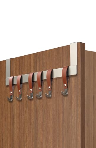 4smile Türgarderobe - Edelstahl Türhakenleiste zum Einhängen mit flexible Kleiderhaken Tür am Band - Türgarderobe zum Einhängen, platzsparende Türhaken zum Einhängen von 4smile