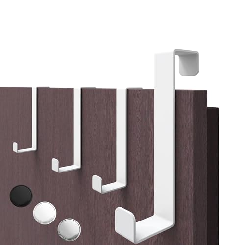 4smile Türhaken zum Einhängen, 4er Set - Weiße Kleiderhaken für Tür oder Schrank, vielseitige Haken zum Einhängen - Türgarderobe mit hoher Tragkraft, stabile Türhakenleiste von 4smile