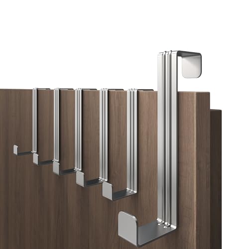 4smile Türhaken zum Einhängen, 6er Set - Edelstahl Kleiderhaken an Tür, flexible Haken zum Einhängen, platzsparend - Robuste Türgarderobe, Türhakenleiste mit hoher Tragkraft von 4smile