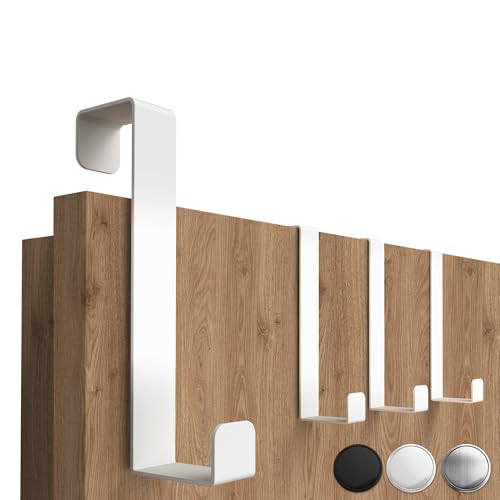 4smile Türhaken zum Einhängen, 4er Set in weiß - Kleiderhaken für Tür oder Schrank, flexible Haken zum Einhängen - Universelle Türgarderobe, robuste Türhakenleiste von 4smile