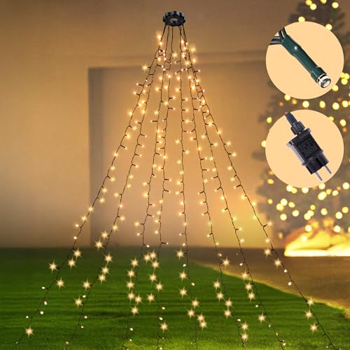 4smile warmweiße Lichterkette Weihnachtsbäume 8 x 2 m, 320 LEDs, 8 Modi, IP44 wasserdicht von 4smile