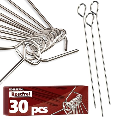 Rouladennadeln - 30er Set, Edelstahl - Made in Germany 10 cm Rouladenspieße mit Clip – rostfrei, stabil für einfach leckere Rouladen von 4smile