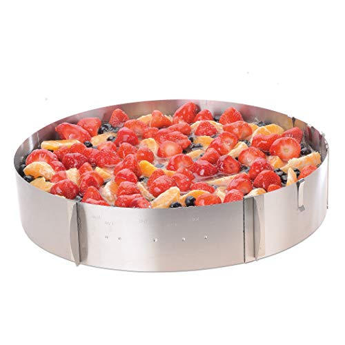 Tortenring verstellbar XXL - Damit gelingen großeTorten für Ihre Familienfeier mühelos - Made in Germany Backring aus Edelstahl für XXL Kuchen von Ø 35-49cm - Kuchenring spülmaschinenfest von 4smile