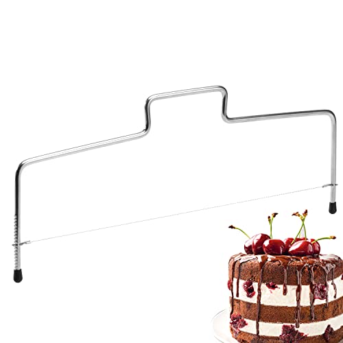 4smile Tortenschneider – Edelstahl Tortenbodenschneider 32cm – Kuchenschneider mit höhenverstellbarem Tortensäge-Draht gezahnt zum einfachen Zerteilen des Tortenbodens in Schichten von 4smile