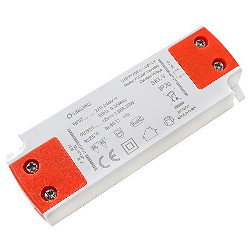 4VWIN LED-Netzteil-Treiber-Transformator, konstante Spannung für 12 V AC/DC LEDs, LED-Lichtstreifen, GU10, G4, MR16, MR11 Leuchtmittel (12 V, 1,66 A, 20 W) von 4vwin