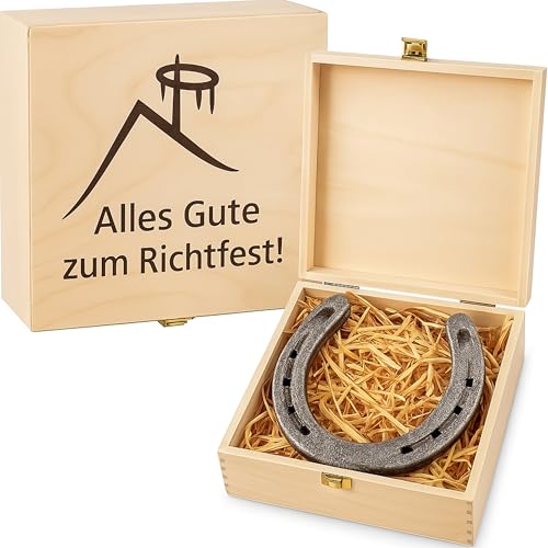 4you DESIGN Echtes Hufeisen in Holz-Geschenkschachtel Richtfest – 2 Hufeisennägel zum befestigen – Geschenk zum Einzug, Hausbau – Glücksbringer – 17x17x6,5 cm 4you DESIGN Echtes Hufeisen in Holz-Geschenkschachtel Richtfest – 2 Hufeisennägel zum befestigen – Geschenk zum Einzug, Hausbau – Glücksbringer – 17x17x6,5 cm von 4youDesign