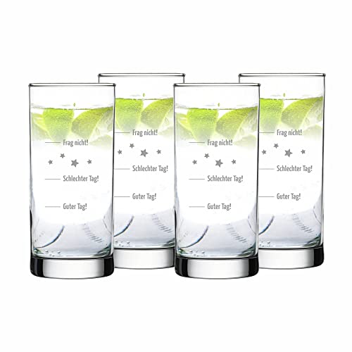 4you DESIGN 4-er Set Gin-Gläser | Guter Tag! Schlechter Tag! | Geschenkidee für Männer und Frauen | Geschenk zum Geburtstag, Weihnachten, Valentinstag | Füllmenge pro Glas 485 ml von 4youDesign