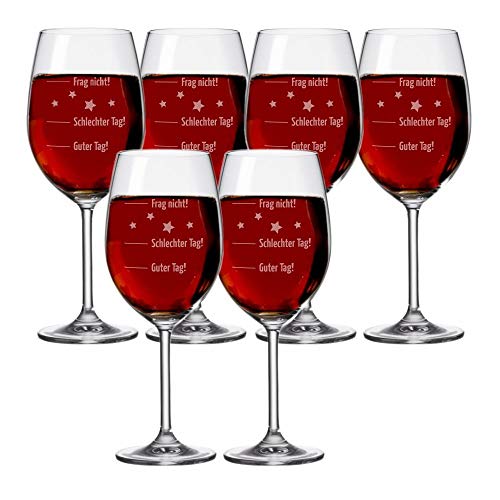 4you Design 6-er Set Weingläser XXL Guter Tag, Schlechter Tag | Leonardo Gläser zu Weihnachten, Geburtstag, Hochzeit | 6 teiliges Set Rotweingläser | Füllmenge á 630ml von 4you Design