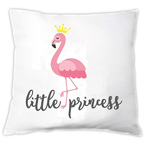 4you Design Deko-Kissen mit Flamingo Motiven - 40x40cm Zierkissen mit lustigem Spruch- weiß & pink – Geschenkidee für Frauen (Little Princess) von 4youDesign
