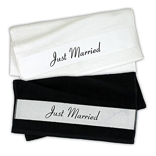 4you Design Duschtuch Set 70x140 cm Just Married schwarz/weiß - Hochzeitsgeschenk von 4you Design