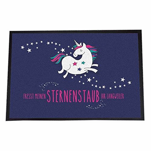 4you Design Einhorn-Fußmatte -Fresst Meinen Sternenstaub Ihr Langweiler- Schmutzfangmatte für innen & außen – Geschenkidee zu Weihnachten & Geburtstag (50x70) von 4you Design