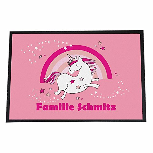 4youDesign Einhorn Fußmatte mit Namen, Fußabtreter, Türvorleger, Fußmatte, Geschenkidee, Geburtstagsgeschenk, Geschenk für sie (40x60) von 4youDesign