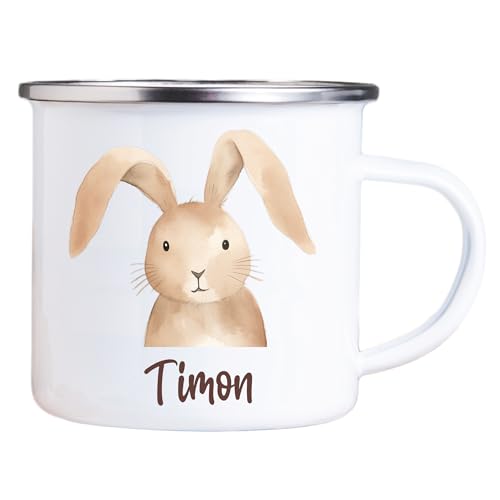 4you Design Emaille Tasse Kinder personalisiert – Jungle Hase – Tier Namenstasse – Geschenk für Jungen & Mädchen – Bruchsicher & Leicht – Geschenkidee zur Einschulung & Geburtstag - 300ml 4you Design Emaille Tasse Kinder personalisiert – Jungle Hase – Tier Namenstasse – Geschenk für Jungen & Mädchen – Bruchsicher & Leicht – Geschenkidee zur Einschulung & Geburtstag - 300ml von 4you Design