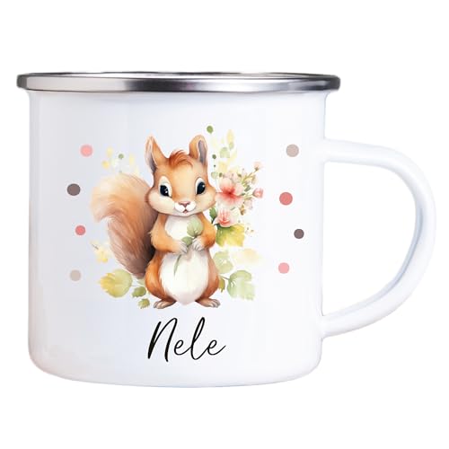 4you Design Emaille Tasse Kinder personalisiert – Punkte Eichhörnchen – Tier Namenstasse – Geschenk für Jungen & Mädchen – Bruchsicher & Leicht – Geschenkidee zur Einschulung & Geburtstag - 300ml 4you Design Emaille Tasse Kinder personalisiert – Punkte Eichhörnchen – Tier Namenstasse – Geschenk für Jungen & Mädchen – Bruchsicher & Leicht – Geschenkidee zur Einschulung & Geburtstag - 300ml von 4you Design