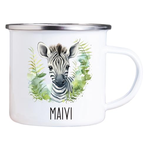 4you Design Emaille Tasse Kinder personalisiert – Zebra Blume – Tier Namenstasse – Geschenk für Jungen & Mädchen – Bruchsicher & Leicht – Geschenkidee zur Einschulung & Geburtstag - 300ml 4you Design Emaille Tasse Kinder personalisiert – Zebra Blume – Tier Namenstasse – Geschenk für Jungen & Mädchen – Bruchsicher & Leicht – Geschenkidee zur Einschulung & Geburtstag - 300ml von 4you Design