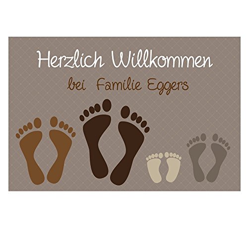 4youDesign Fußmatte -Füße- mit Namen – braun, 4-Fußpaare – rutschfest, für innen & außen – Geschenkidee zu Weihnachten (braun 4-Fußpaare) von 4youDesign