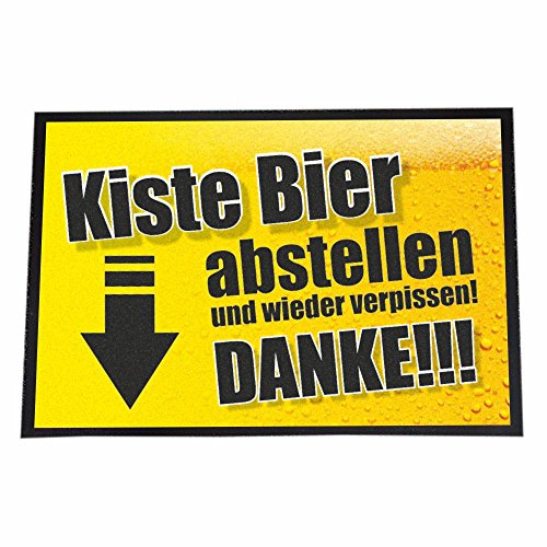 4you Design Fußmatte -Kiste Bier abstellen und Wieder verpissen - Danke- rutschfeste Schmutzfangmatte für innen & außen, 40x60cm von 4you Design