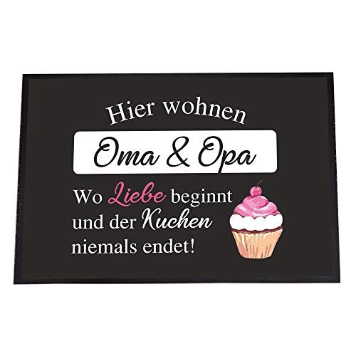 4youDesign Fußmatte -Oma & Opa - wo Liebe beginnt und der Kuchen Niemals endet, 40 x 60- rutschfeste Schmutzfangmatte (Oma & Opa - Liebe & Kuchen, 40 x 60 cm) von 4youDesign