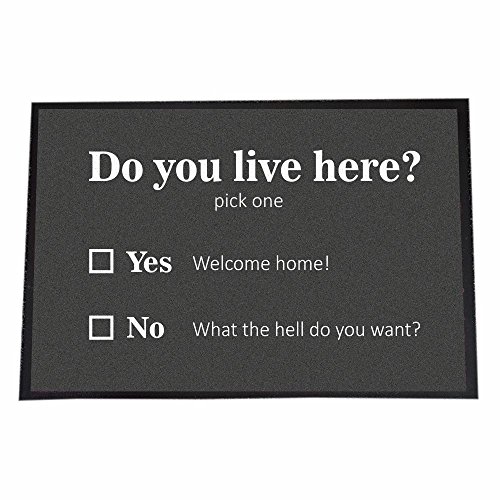 4youDesign Fußmatte mit lustigem Spruch -Do You live here, 50x70- schwarz-weiß – rutschfeste Schmutzfangmatte für innen & außen (50 x 70 cm, Do You live here?) von 4youDesign