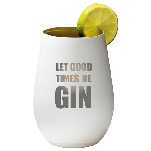 4youDesign Gin Tonic Glas mit lustigem Spruch Let good times… - Geschenk für Männer, Frauen zum Muttertag oder Vatertag – Tumbler-Party-Glas aus Kristallglas – sehr bruchsicher – weiß – 465ml von 4youDesign