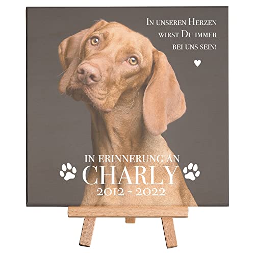 4youDesign Holzbild -In Erinnerung an das Haustier- Trauer Deko Geschenk als Andenken an Hund & Katze – personalisiert mit eigenem Foto & Namen des Haustiers von 4youDesign