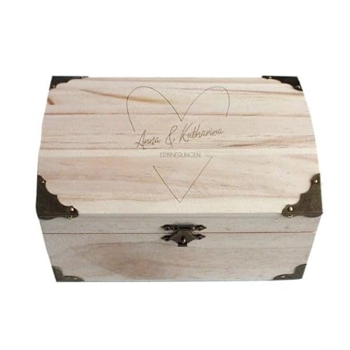 4youDesign Holzkiste, Schatztruhe zur Hochzeit mit Gravur – Motiv Schätze 2 Namen – Hochzeitsgeschenk für Brautpaar – Perfekt als Verpackung oder Geldgeschenk – L18xB13xH10cm von 4youDesign