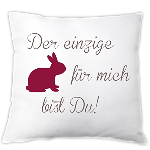 4youDesign Kissen Der einzige Hase für Mich bist DU!, Dekokissen, Zierkissen, Geschenk zum Valentinstag, zu Ostern, Ostergeschenk, Geschenkidee, Valentinstagsgeschenk (rot) von 4youDesign