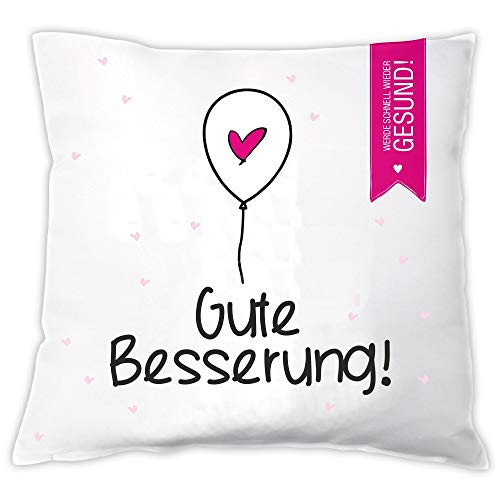 4you Design Kissen • Gute Besserung • Geschenkidee für die Freundin | den Freund | süßes Gute Besserung Geschenk für Mutter Schwester Oma Tochter | Genesungswünsche von 4you Design