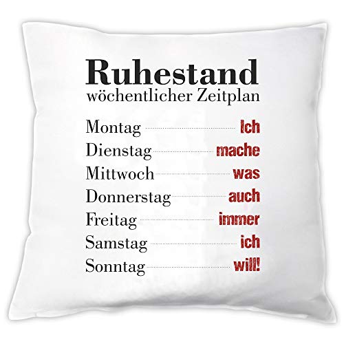 4you Design Kissen -Ruhestand - wöchentlicher Zeitplan- Renteneintritts Geschenk für Kollegen & Freunde - lustiges Abschiedsgeschenk zum Ruhestand von 4you Design