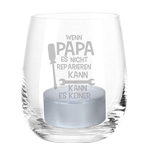 Windlicht mit Gravur Wenn Papa es Nicht reparieren kann, kann es keiner! - Kerzenhalter süße Geschenkidee Geburtstagsgeschenk von 4youDesign