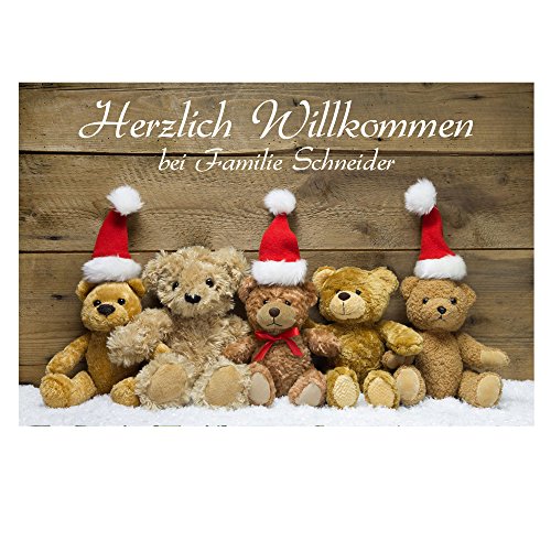 4youDesign Personalisierte Fußmatte -Weihnachtsteddys- mit Namen, Geschenkidee zu Weihnachten 6 zum Nikolaus - Weihnachtsdekoration von 4youDesign