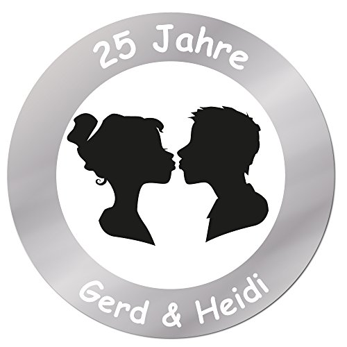 4you Design Rundes Schild zur Silberhochzeit - Hochzeitsschild - Geschenk zum Hochzeitstag (20 cm) von 4you Design