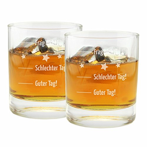 4you Design SET 2 Stück Whiskygläser Motiv Guter Tag, Schlechter Tag, Frag nicht! Stimmungsglas, Geschenk für ihn Geschenkidee Mann, Freund Bruder,Onkel von 4you Design