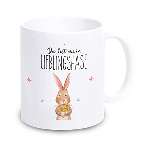 4youDesign weiße Tasse -Du bist Mein Lieblingshase- Geschenkidee zu Ostern für Freund, Freundin - Ostertasse mit Spruch für sie & ihn von 4youDesign