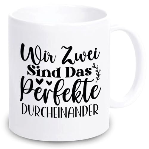 4you Design Tasse Wir zwei sind das perfekte Durcheinander – Kaffeebecher zum Valentinstag, Geburtstag – Geschenkidee für Verliebte, Freunde, Eltern – Spülmaschinengeeignet - 330ml von 4you Design