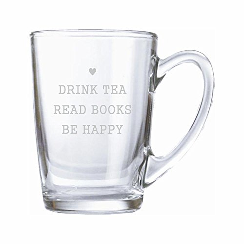 Teeglas/Kaffeeglas 320ml mit Gravur „DRINK TEA, READ BOOKS, BE HAPPY“ *made in Germany* Geschenkidee für Frau - Geburtstagsgeschenk für Freundin - Geschenk von 4you design
