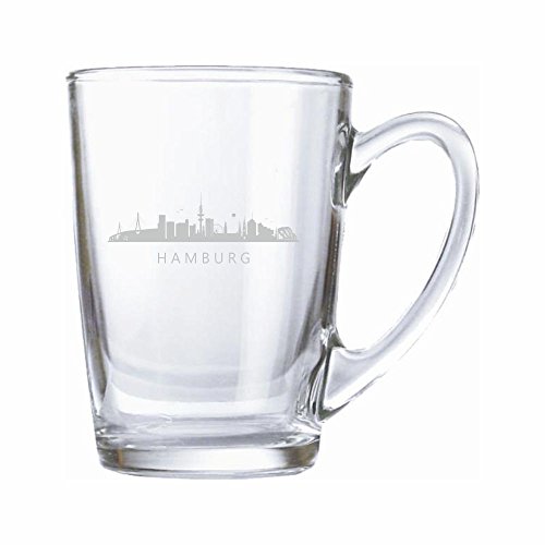 Teeglas/Kaffeeglas 320ml mit Gravur „Hamburg - Skyline Hamburg *made in Germany* Geschenkidee für Frau - Geburtstagsgeschenk für Freund - Geschenk von 4you design